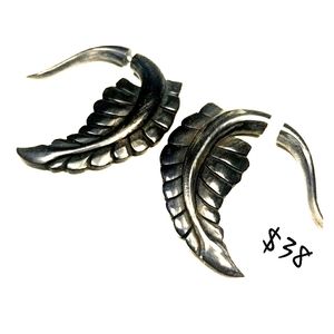 Carved Horn Vine Leaf Earrings